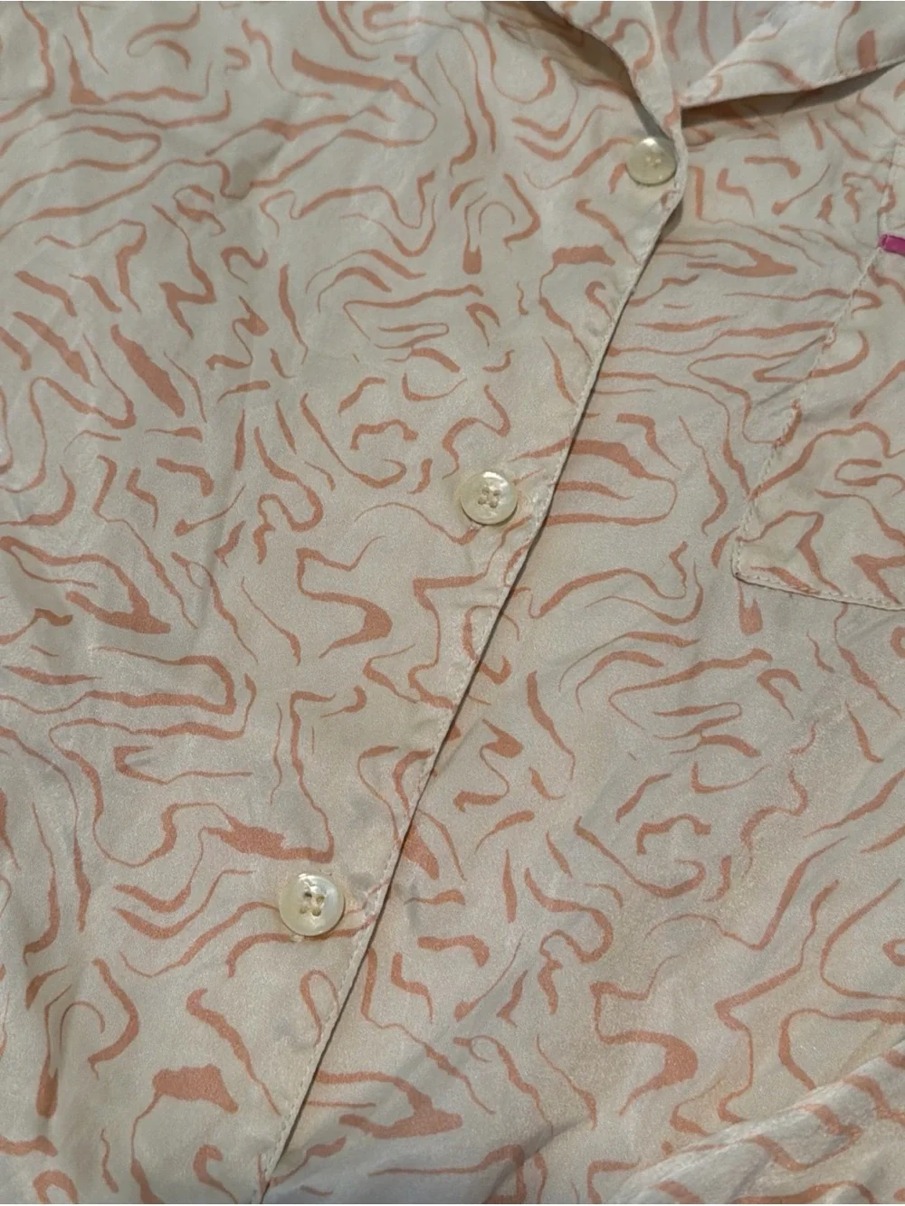$298 Eberjey Inez Washable Silk Printed Long Pajama Set Medium